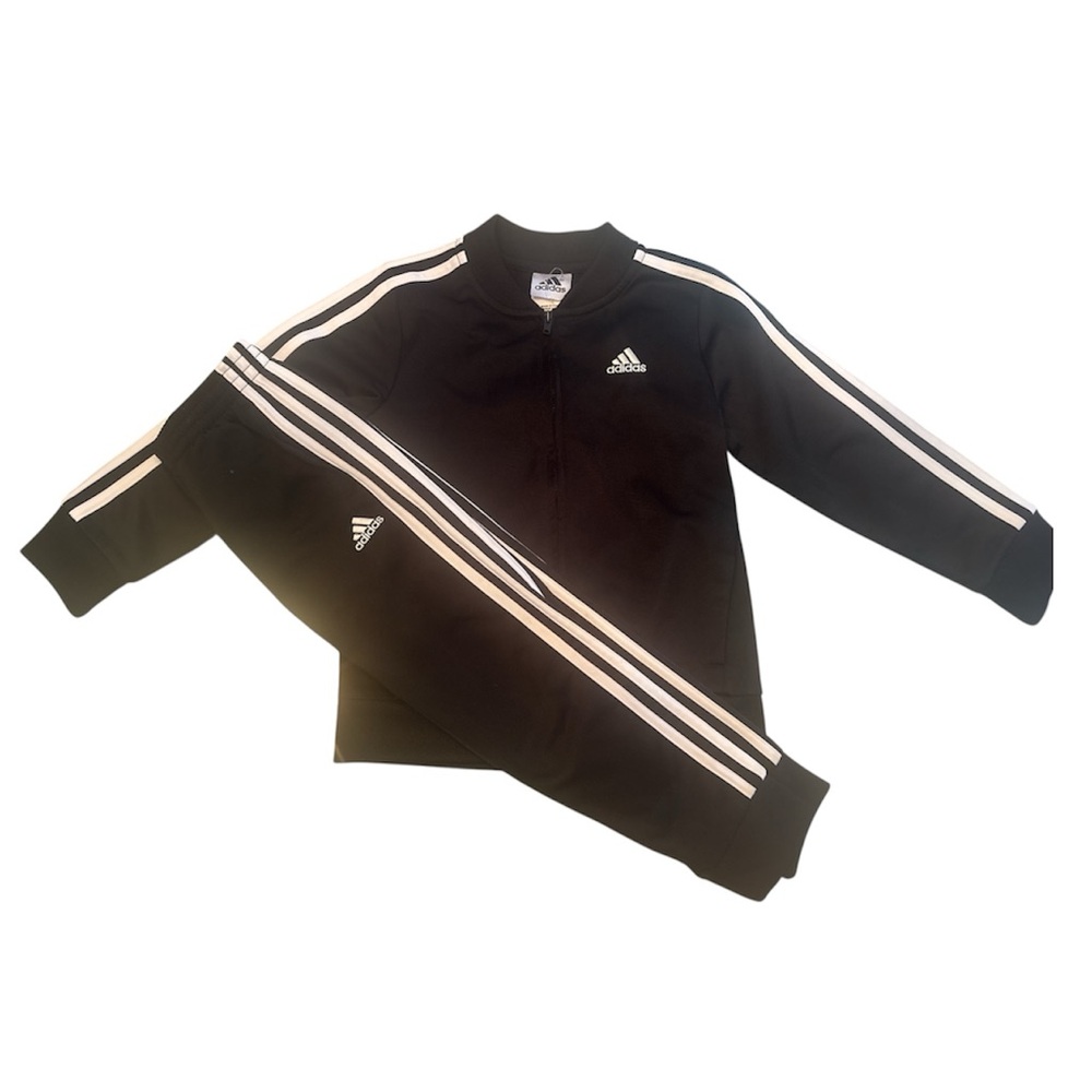 Adidas Kids Black and White Track Jacket and Pants